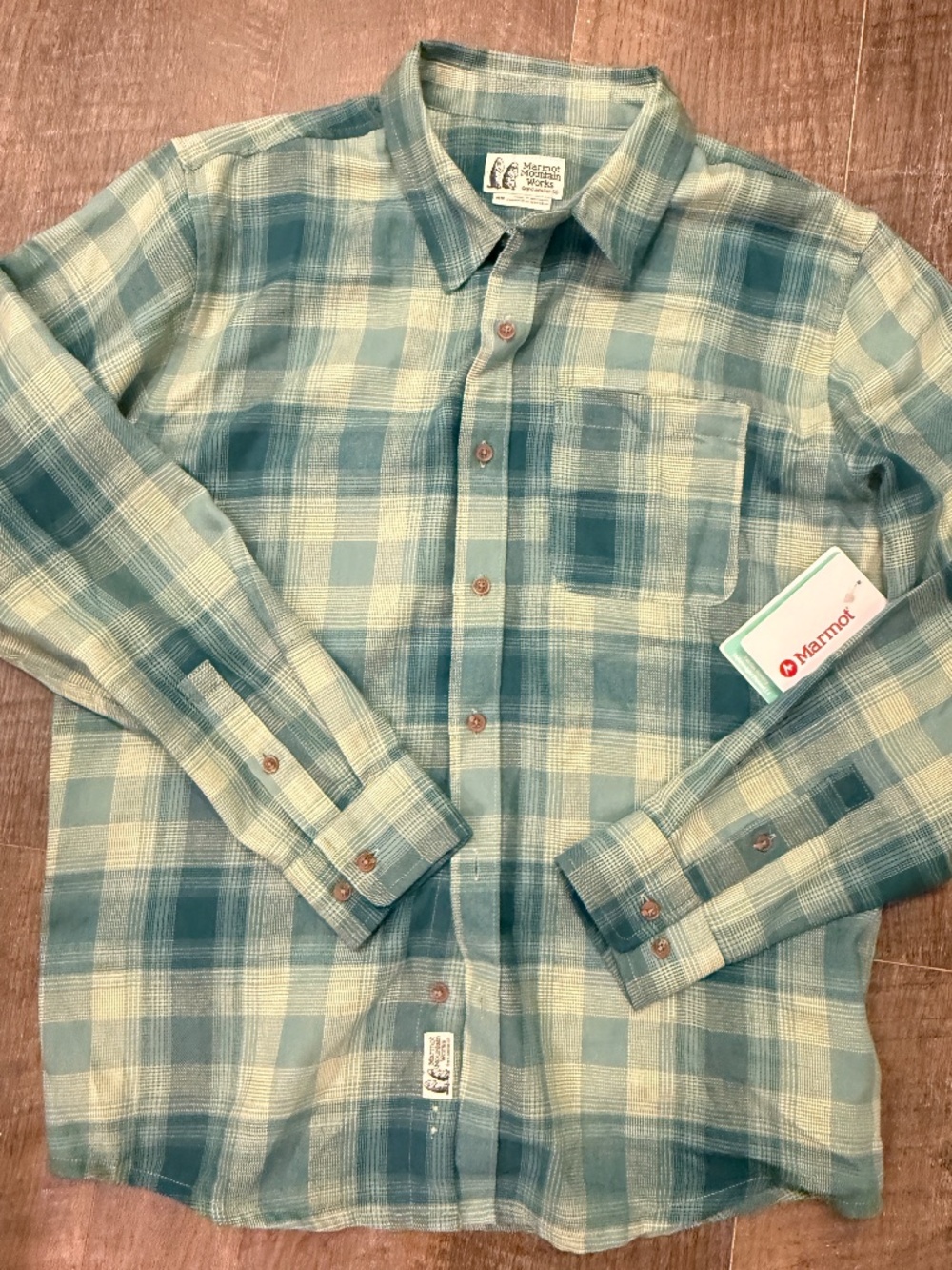 MARMOT Fairfax Lightweight Brushed Flannel L/S Dark Jungle Medium NWT gorpcore